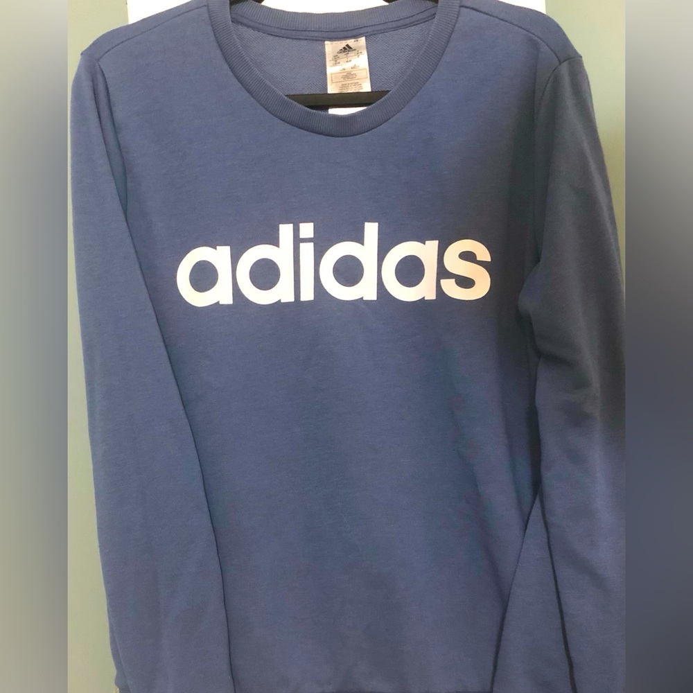 Adidas blue crew neck sweatshirt. Size L worn only once